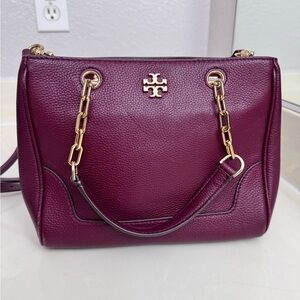 Tory Burch Burgundy Leather Shoulder Bag